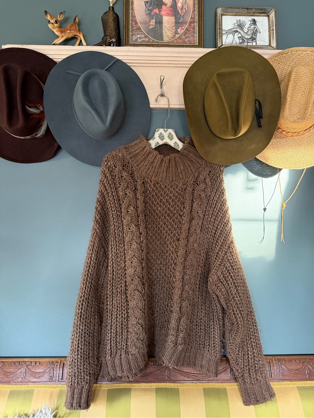 Universal Thread Chunky Cable Knit Turtleneck Sweater Brown sz XL